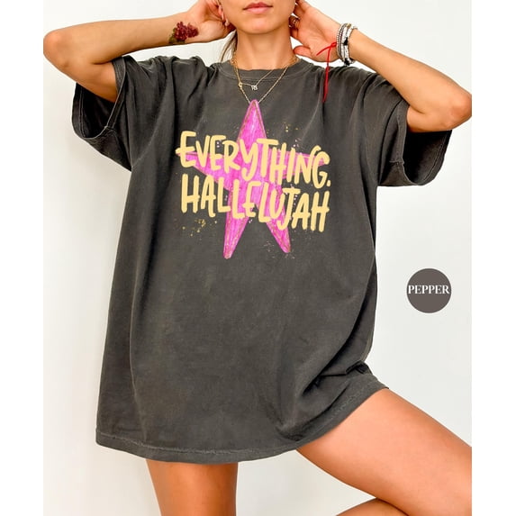 LOVETEE Everything Hallelujah Comfort Colors® Shirt | Hallelujah Tee Tshirt | Everything Hallelujah Faith Shirt | Christianity Jesus Tee Shirt, Graphite 3XL