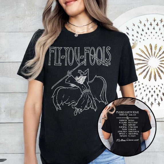 LOVETEE Fly You Fools Middle-Earth Tour T Shirt, Ash Grey 5XL