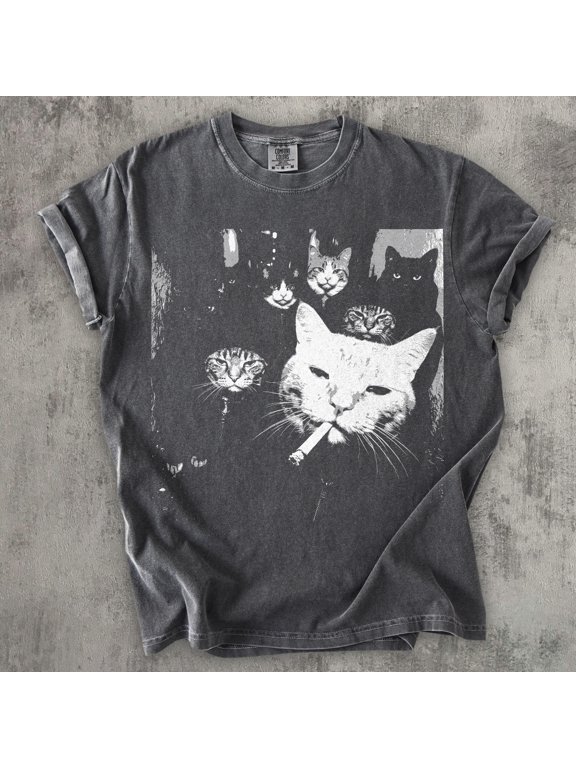 Funny Cat Shirt, Meme Cats Graphic Tee, Vintage Cat Lover Shirt, Funny Cat Meme Tee, Edgy Cat Shirt, Cat Dad Gift, Cat Mom Shirt, Black S