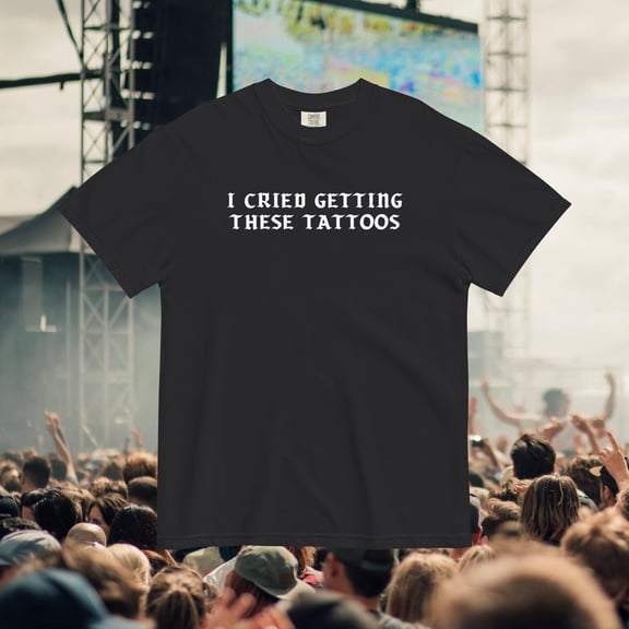 LOVETEE Funny Tattoo Shirt, Gothic Font Tee, Inked Crybabies, Warped Tour 2025 Scene Core Pop Punk, Black 4XL