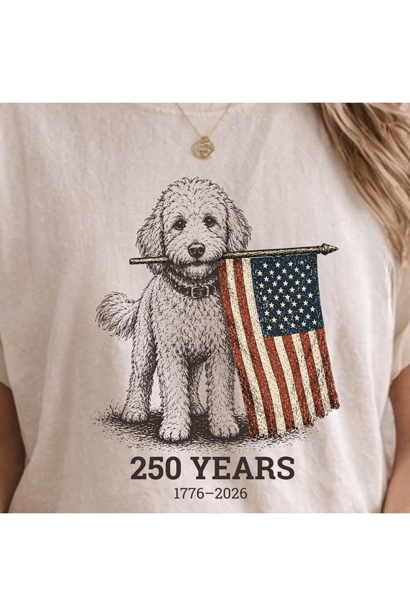 Goldendoodle American Flag Shirt, Patriotic Goldendoodle Tee, Vintage Dog Shirt, Fourth of July Dog Lover Tee, USA Puppy Graphic Tee, Blossom S