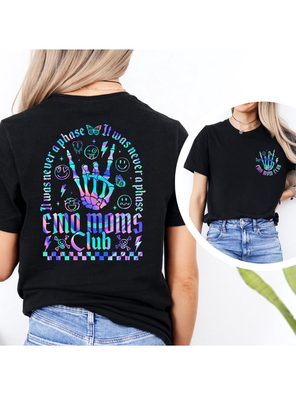 It Was Never A Phase Emo Moms Club Shirt: Emo Moms Shirt, Motherhood Shirt, Mama Shirt, Elder Emo, Black S