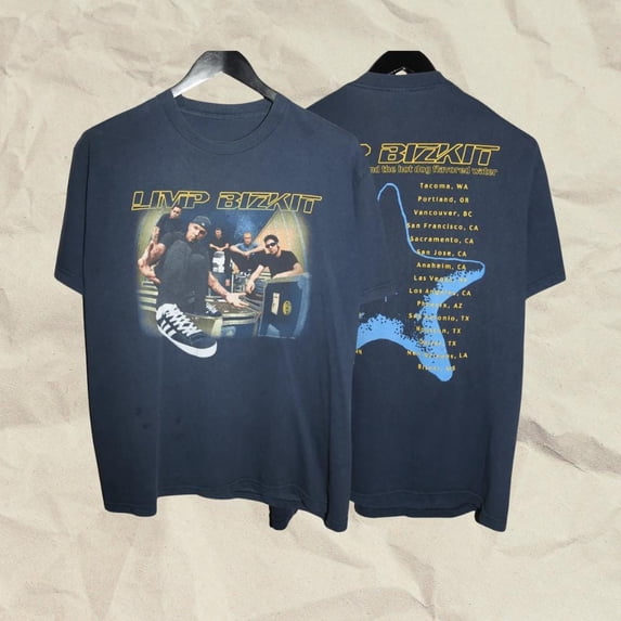 LOVETEE Limp Bizkit Chocolate Starfish Tour 2000 Vintage T-Shirt, Nu Metal Band Tee, Double Sided Concert Graphic Shirt, Crimson S