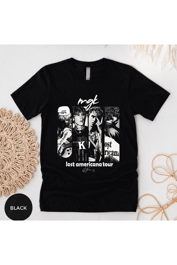 MGK Lost Americana Tour Shirt, Vintage Rap Rock Graphic Tee, Y2K Style T Shirt for Fans, Dark Heather M