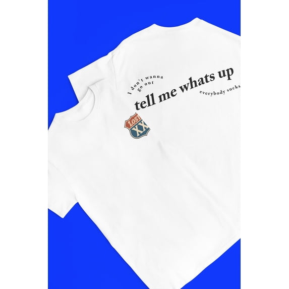 LOVETEE MGK Tell Me Whats Up T-Shirt, Lyric Shirt, Lost Americana Tee, Tour Concert Graphic Tee, Lost xx est Shirt, Navy S