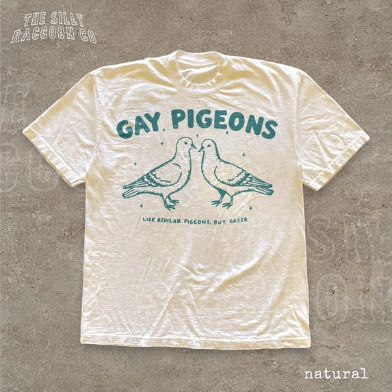 LOVETEE Pigeons Comfort Colors T-shirt, Funny Vintage Graphic Tee, Humor Gift, Grey 2XL