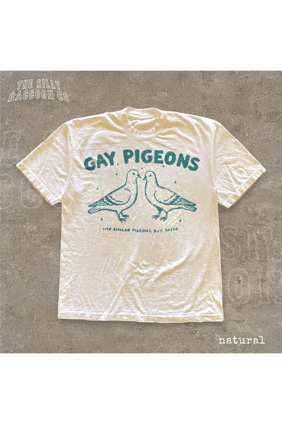 Pigeons Comfort Colors T-shirt, Funny Vintage Graphic Tee, Humor Gift, Grey XL