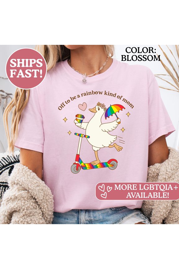 Rainbow Shirt, Comfort Colors Supportive Mom Gift for Parade and Beyond, Grey S