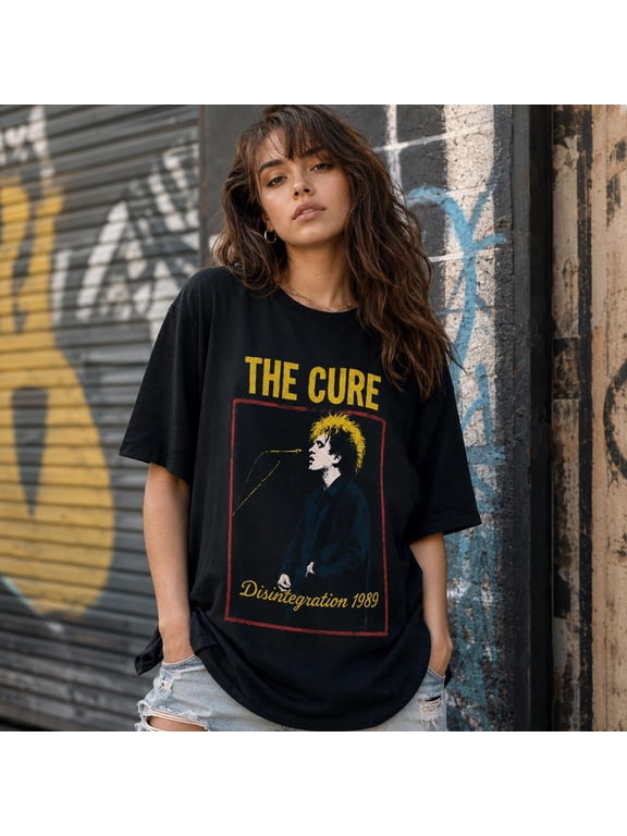 The Cure Gothic Rock Shirt, Vintage 80s Post Punk Band Tee, Dark New Wave Graphic T-Shirt, Ivory M