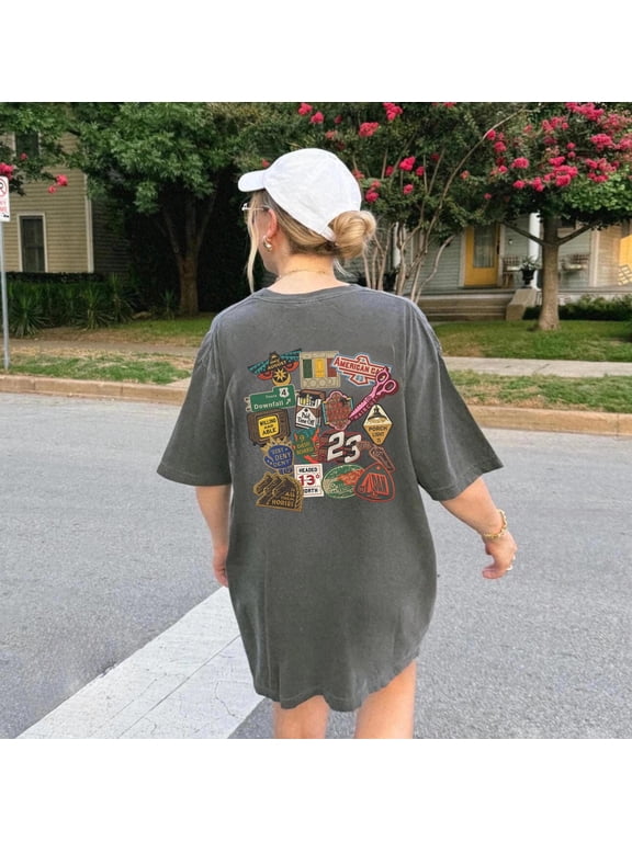 The Great Divide shirt, Vintage Patch Collage tee, Noah Concert, Comfort Colors, Trendy, Crimson S