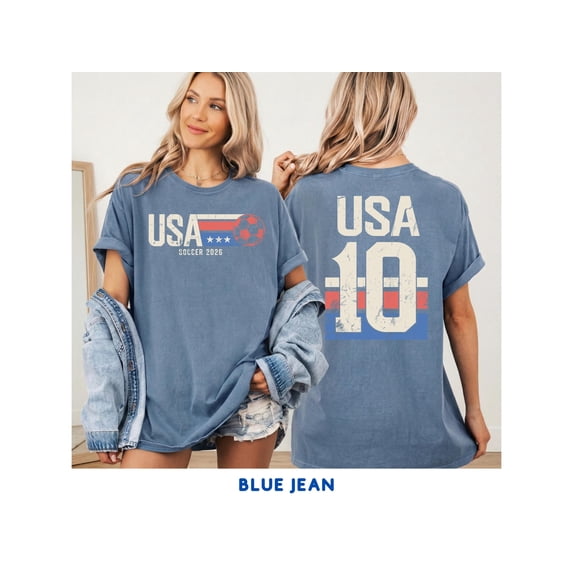 LOVETEE USA Soccer Shirt Comfort Colors Retro Fan Tee 2026 Match Top Number 10 American, Graphite XL