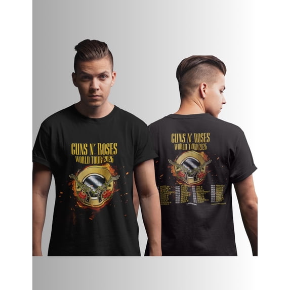 LOVETEE Unisex GNRoses World Tour 2026 T-Shirt | Rock Band Concert Tee - Vintage Apparel Concert, Sand XL