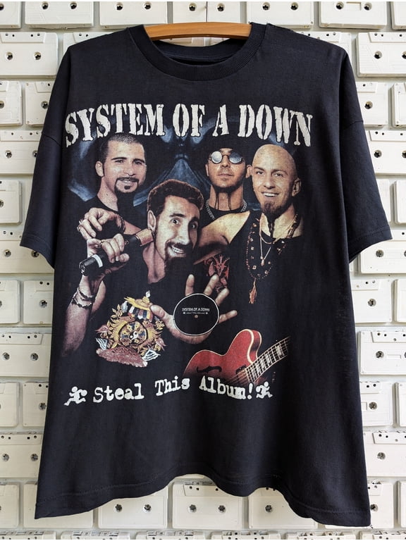 Vintage 00s System Of A Down T-Shirt, Steal This Album Alternative Nu Progressive Metal SOAD Band Tee, Comfort Colors®, Pepper L