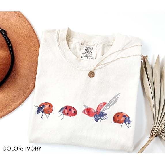 LOVETEE Vintage Ladybug Shirt Comfort Colors®, Beetle Shirt, Insect Shirt, Cottagecore Nature Shirt, Garden Shirt, Bug Lover Gift, Entomology Gift, Graphite M