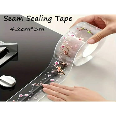 LOVEVER 1 Roll 1.6*118inch Peach Branch Print Pattern Kitchen Seam Sealing Tape  Waterproof And Mildew Proof Stove Edge Sealing Water Strip  Waterproof Strong Tape Gap Kitchen Stove Bathr