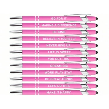 LOVEVER 12 Pieces Pink Inspirational Pens