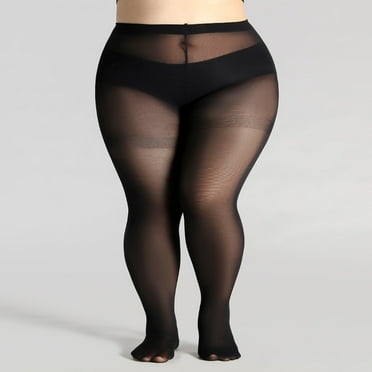 LOVEVER 1pair 60D Sheer Plus Size Black Snag Tights