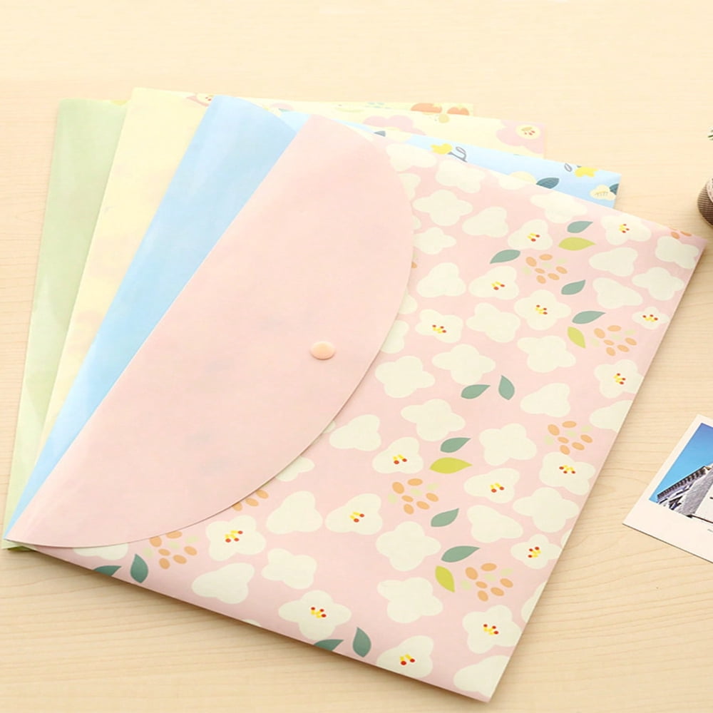Simple File Bag LOVEVER 4pcs Flower Pattern File Bag Simple Multi-purpose Document ...