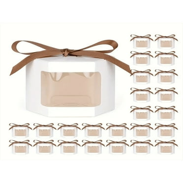 LOVEVER 5pcs Hexagonal Paper Boxes With Display Window  Lid And Ribbon  Suitable For Gift  Handicraft  Cake  Candy  Wedding Party Birthday Gift Box  Packaging Box  Candy Box  Chocolate Bo