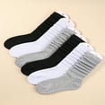 thumbnail image 1 of LOVEVER 6pairs Women‘s Solid Color Ribbed Crew Socks Suitable For Everyday Wear, 1 of 7