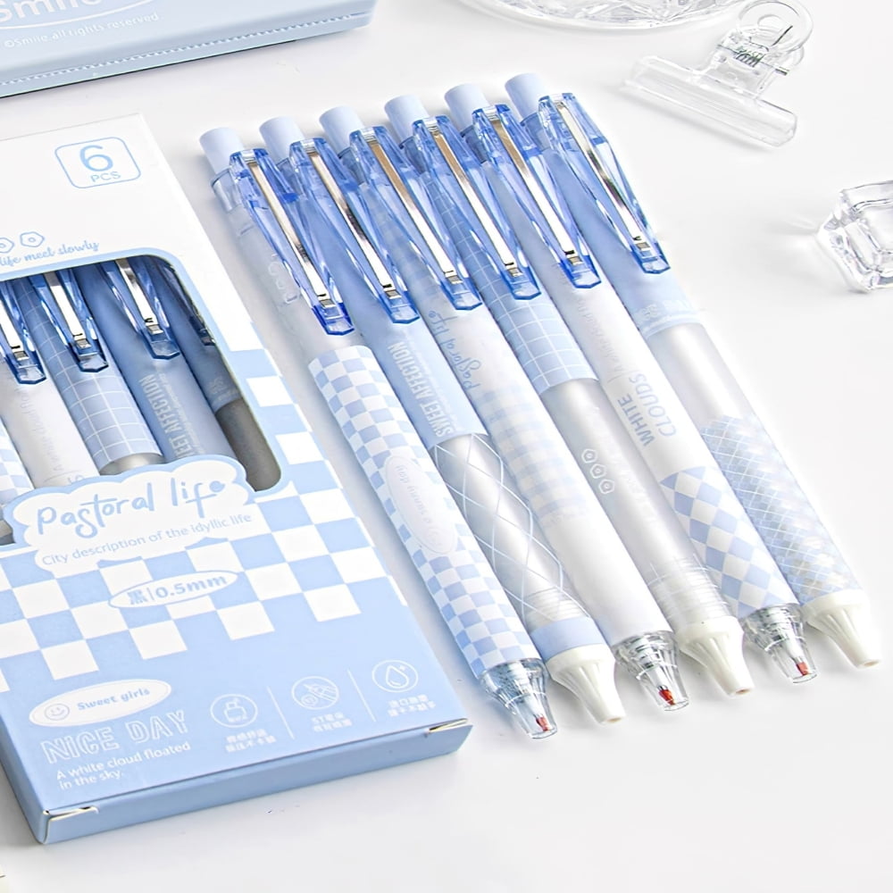 LOVEVER 6pcs Checkerboard Gel Pens Set Only Cream Check Series