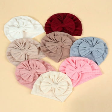 LOVEVER (8pcs/Pack) Infant Newborn Baby Beanies With Bow Knot  Wheat Pattern