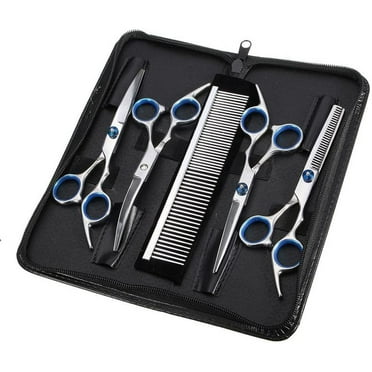 LOVEVER Dog Scissors Fur Scissors for Dogs Cat 5-in-1 Sharp Curved Scissors Set Dog Grooming Set for Face  Body  Ears