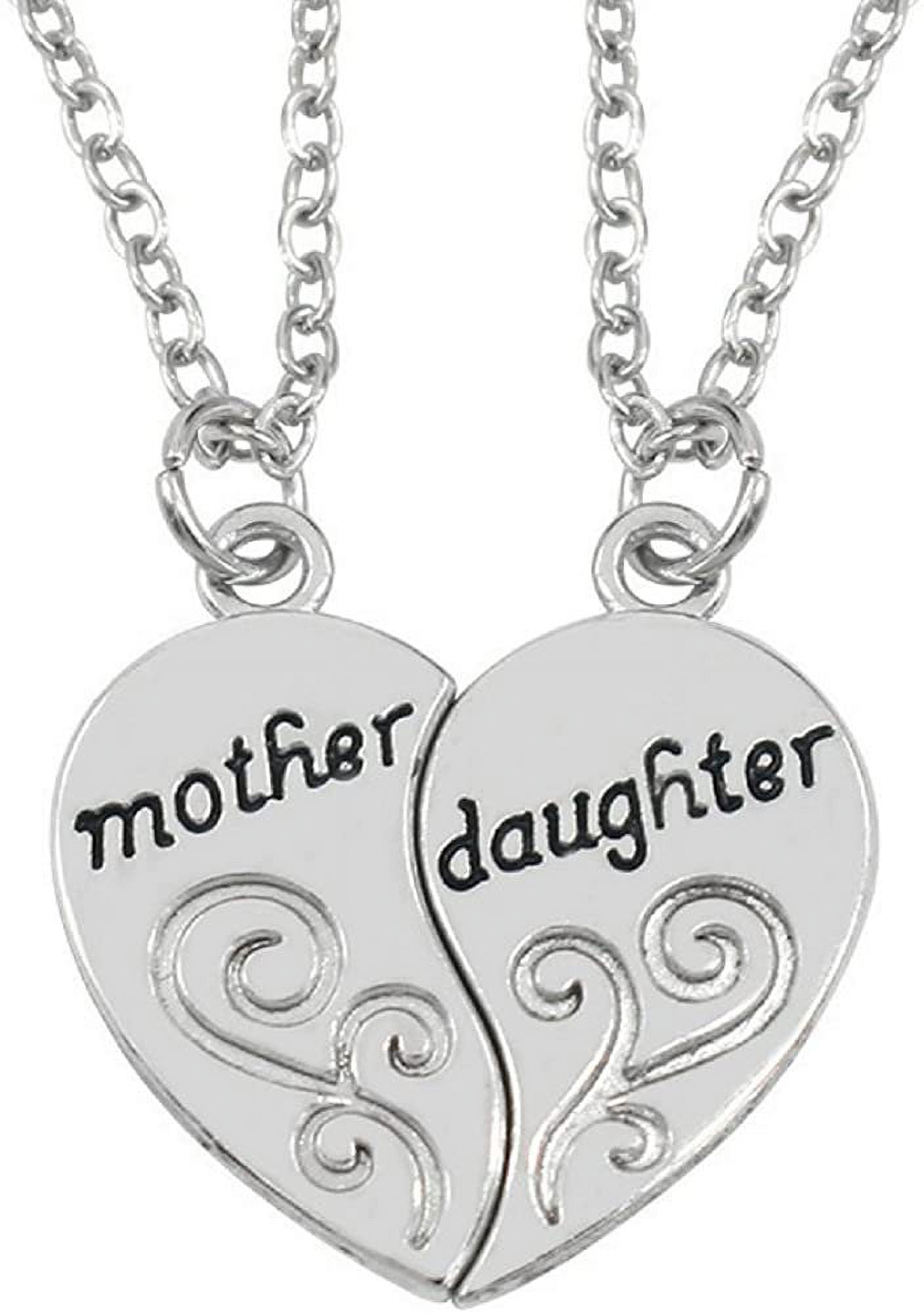 2-Piece Mother Daughter Matching Heart Necklace – Stainless Steel, Split Heart Pendant Gift