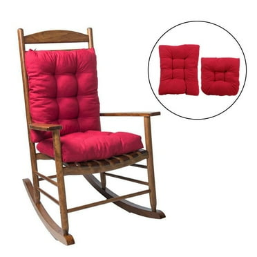 LOVEVER Rocking Chair Cushion Set  Tufted Comfortable Cushions for Rocking Chairs with Ties   Seat 17” *17” and 21” *17”  2 Piece Set (Red)