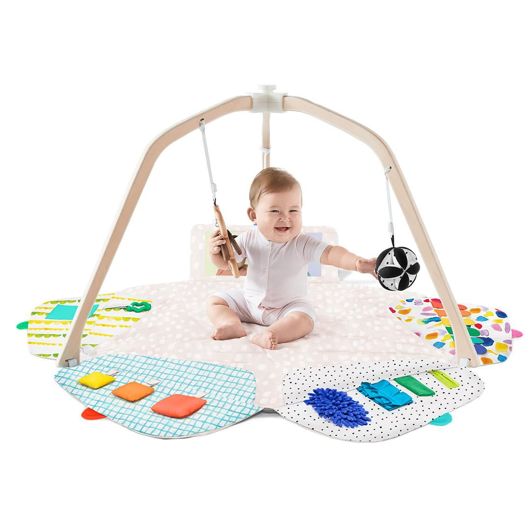 Sustainable Wooden Baby Play Gym with Activity Mat