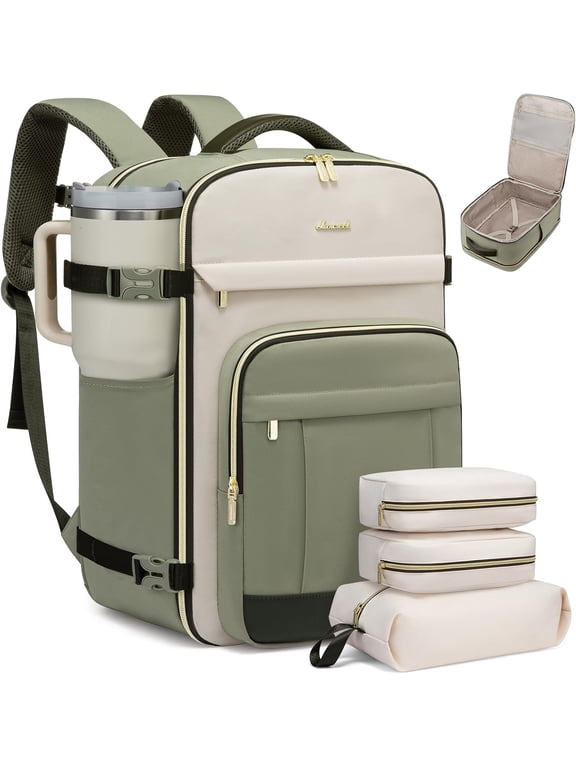 40L Travel Backpack for Women & Men - 17.3 Inch Carry On Backpack & Personal Item Backpack for Airlines, Spacious and Durable Design, with 3 Packing Cubes