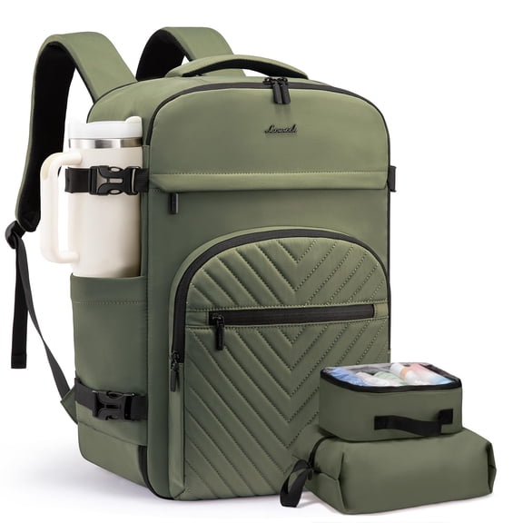 LOVEVOOK 40L Travel Backpack for Women Men, TSA Personal Item Travel Bag Fits 17.3inch Laptop, Waterproof Airline Approved Carry On Luggage With 2 Cubes for Weekender Hiking Business