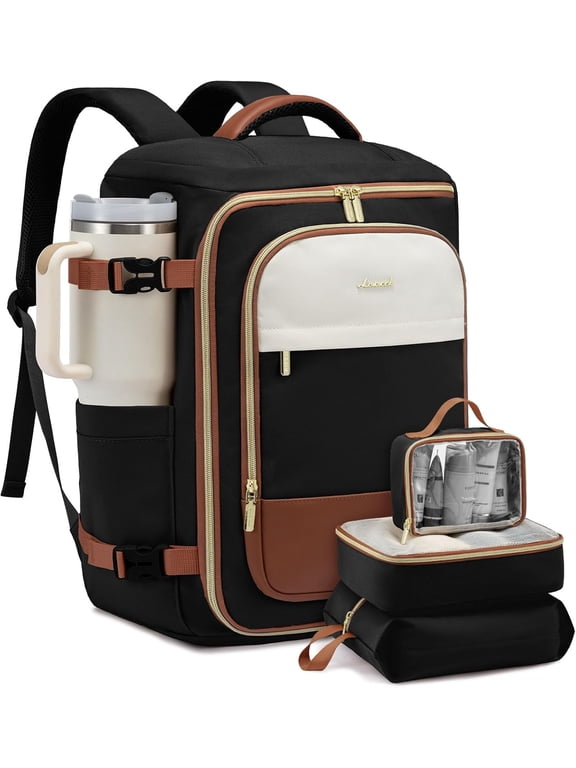 40L Travel Backpack for Women, TSA Approved Carry On Backpack with 3 Packing Cubes, Personal Item Bag Fits 17" Laptop, Water-resistant Carry On Bag for Airplanes
