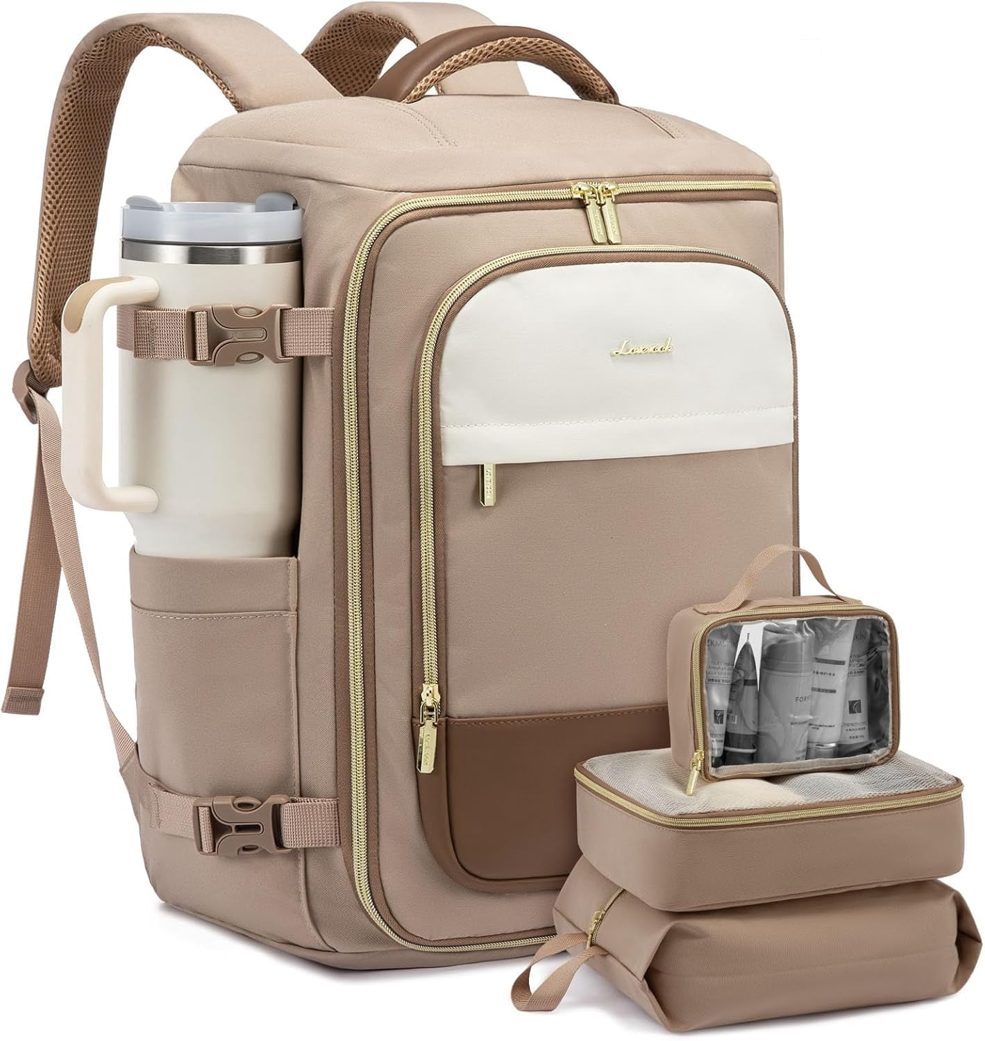 LOVEVOOK 40L Travel Backpack for Women, TSA Approved Carry On Backpack with 3 Packing Cubes, Personal Item Bag Fits 17" Laptop, Water-resistant Carry On Bag for Airplanes