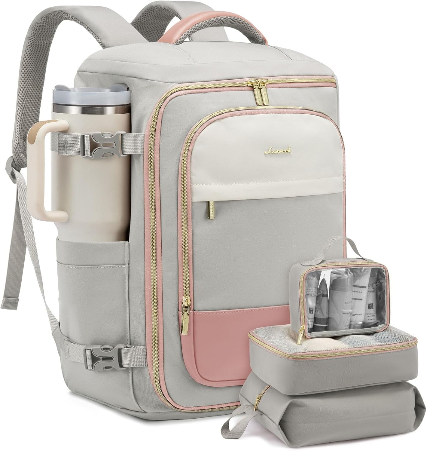 LOVEVOOK 40L Travel Backpack for Women, TSA Approved Carry On Backpack with 3 Packing Cubes, Personal Item Bag Fits 17" Laptop, Water-resistant Carry On Bag for Airplanes