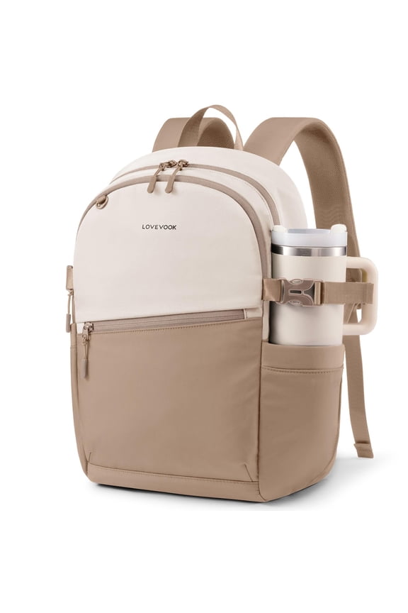 Backpack Purses for Women, Chic Versatile Backpack with Water Bottle Pocket, Lightweight Waterproof Casual Daypack for City Work Commute, College, Travel & Gifts, Black-White-Brown