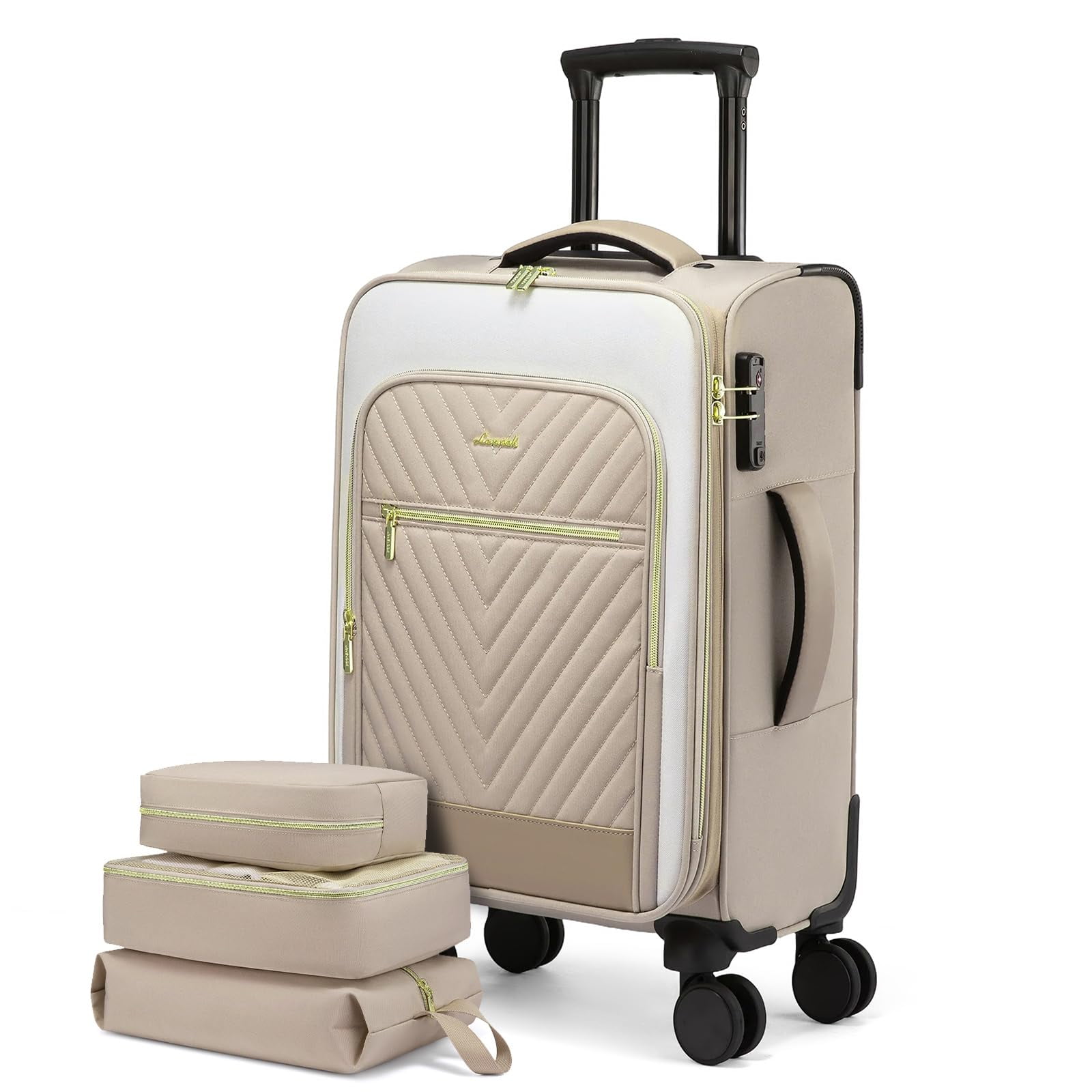 LOVEVOOK Carry On Luggage 22x14x9 Airline Approved,20 Inch Carry-on Suitcase for Women,Softside Suitcases with Wheels,Rolling Checked Luggage with TSA Lock,Lightweight Travel