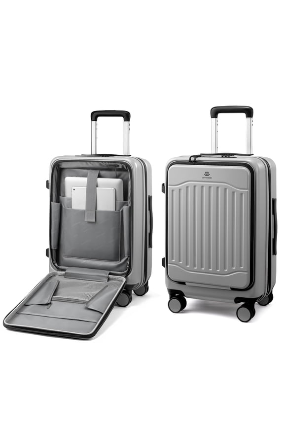 Carry On Luggage 22x14x9 Airline Approved, Expandable Hard Shell Suitcase with Spinner Wheels, USB Charging Port & Front Pocket, PC Hardside Rolling Luggage with TSA Lock for Travel