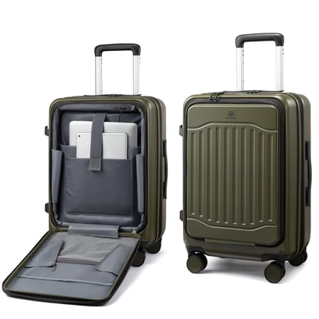 LOVEVOOK Carry On Luggage 22x14x9 Airline Approved, Expandable Hard Shell Suitcase with Spinner Wheels, USB Charging Port & Front Pocket, PC Hardside Rolling Luggage with TSA Lock for Travel