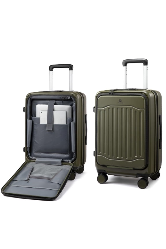 Carry On Luggage 22x14x9 Airline Approved, Expandable Hard Shell Suitcase with Spinner Wheels, USB Charging Port & Front Pocket, PC Hardside Rolling Luggage with TSA Lock for Travel