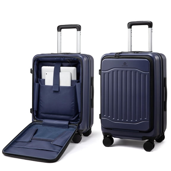 LOVEVOOK Carry On Luggage 22x14x9 Airline Approved, Expandable Hard Shell Suitcase with Spinner Wheels, USB Charging Port & Front Pocket, PC Hardside Rolling Luggage with TSA Lock for Travel
