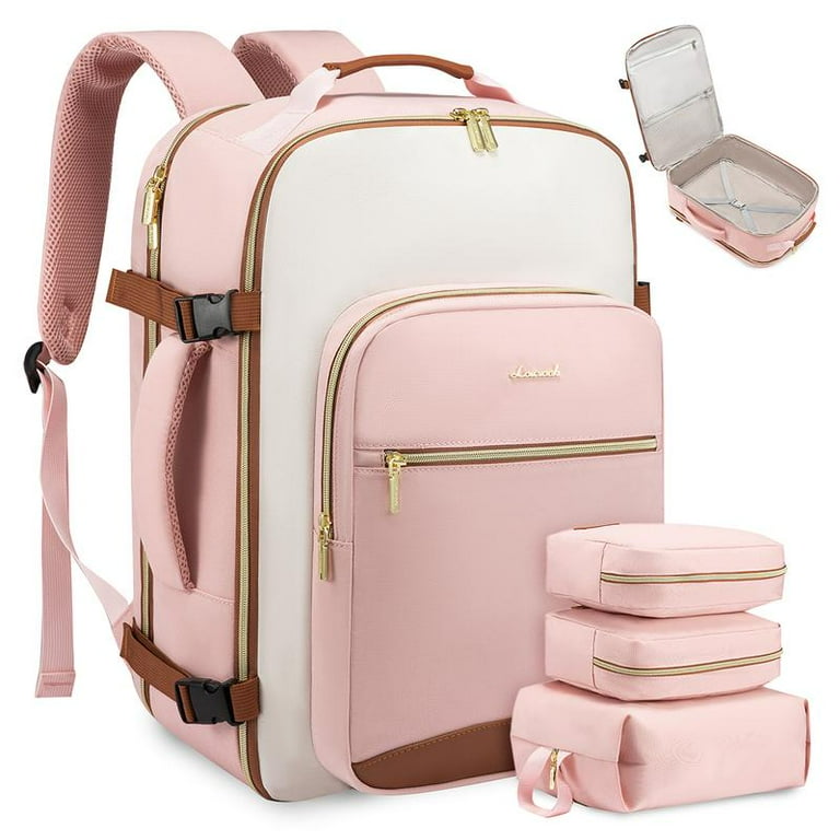 LOVEVOOK Colorblock Carry-On Travel Backpack with Packing Cubes