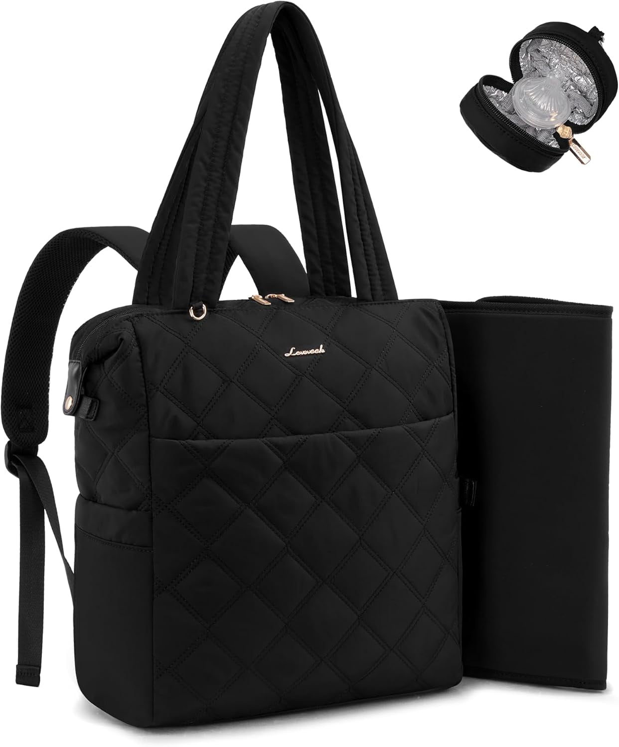LOVEVOOK Diaper Bag Backpack,Diaper Bag Tote for Mom Dad with Changing Pad,Insulated Pockets, Convertible Lightweight Baby Backpack with Pacifier Case（Khaki）