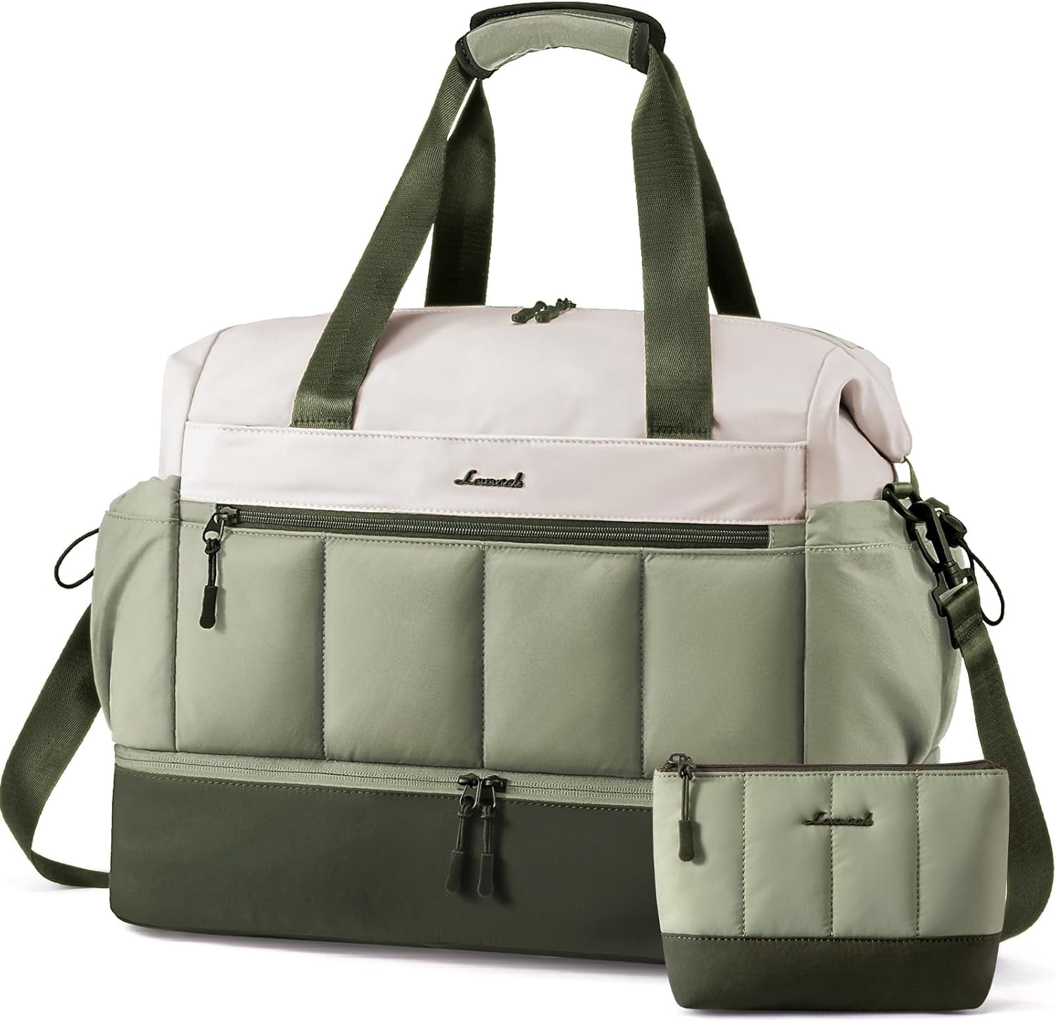 LOVEVOOK Duffle Bag, Roomy Weekender Bags for Women, 40L Personal Item Bag Travel Bag with Seperate Shoe Compartment and Makeup Bag