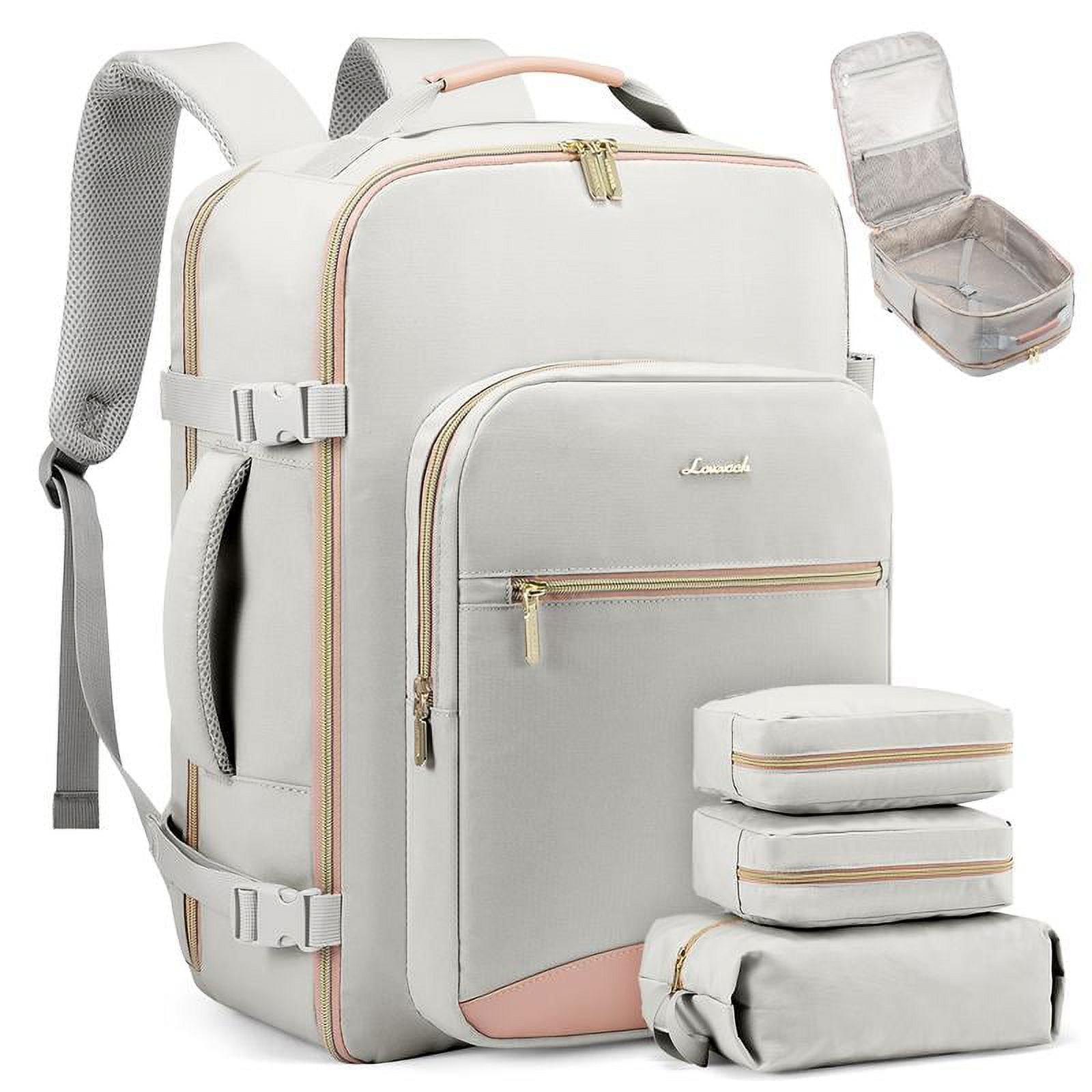LOVEVOOK Fall Colorblock CarryOn Travel Backpack with 3 Packing Cubes