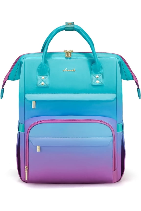 Gradient Laptop Backpack for Women,15.6 Inch Work Computer Bakcpack Purse Laptop Bag With Anti-Theft Pocket,Waterproof Carry on Teacher College Backpack for Travel,Green-Red