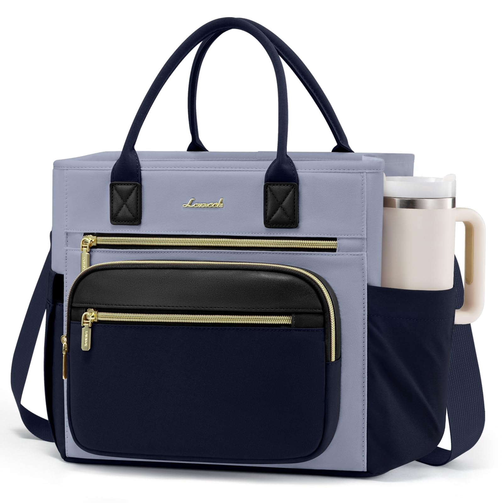 LOVEVOOK Insulated Lunch Bag Women,Wide Opening Adult Lunch Box Women,Large Leakproof Cooler Bag for Work Picnic Beach Family College,Lunch Teacher Tote Bag with Adjustable Shoulder Strap Cup Holder