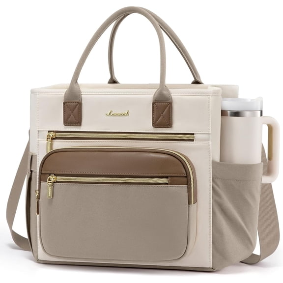 LOVEVOOK Insulated Lunch Bag for Women, Wide Opening Leakproof Cooler Bag with Adjustable Strap, Large Capacity Lunch Tote for Work, Picnic, Beach, Teacher, College