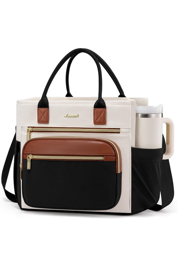 Insulated Lunch Bag for Women, Wide Opening Leakproof Cooler Bag with Adjustable Strap, Large Capacity Lunch Tote for Work, Picnic, Beach, Teacher, College