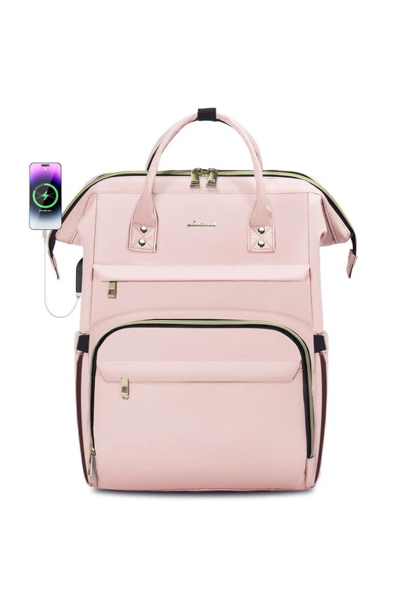 Laptop Backpack,15.6 Inch Professional Womens Purse Computer Bag Nurse Teacher Backpack,Waterproof College Work Bags Carry on Travel Back Pack with USB Port,Black